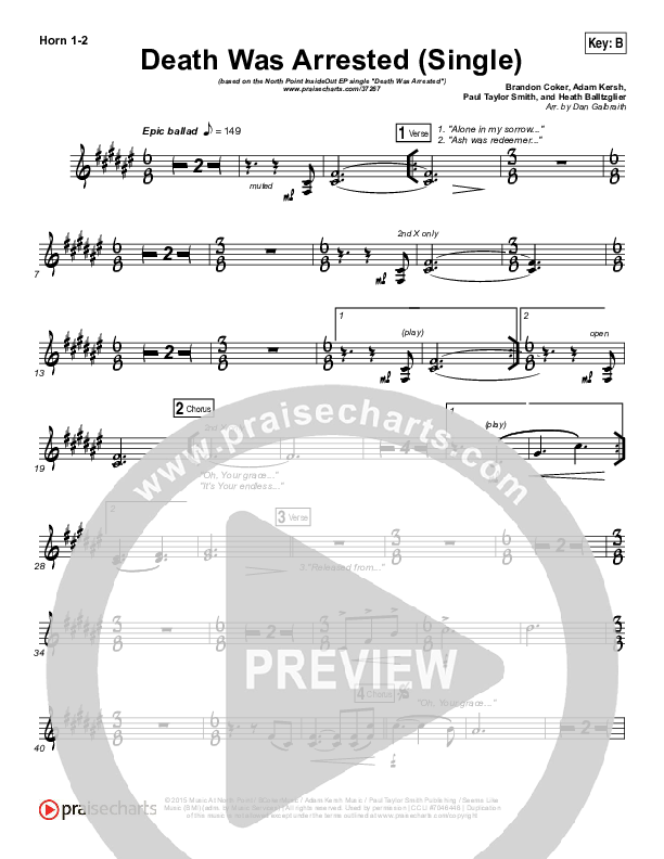 Death Was Arrested Brass Pack (North Point Worship / Seth Condrey)