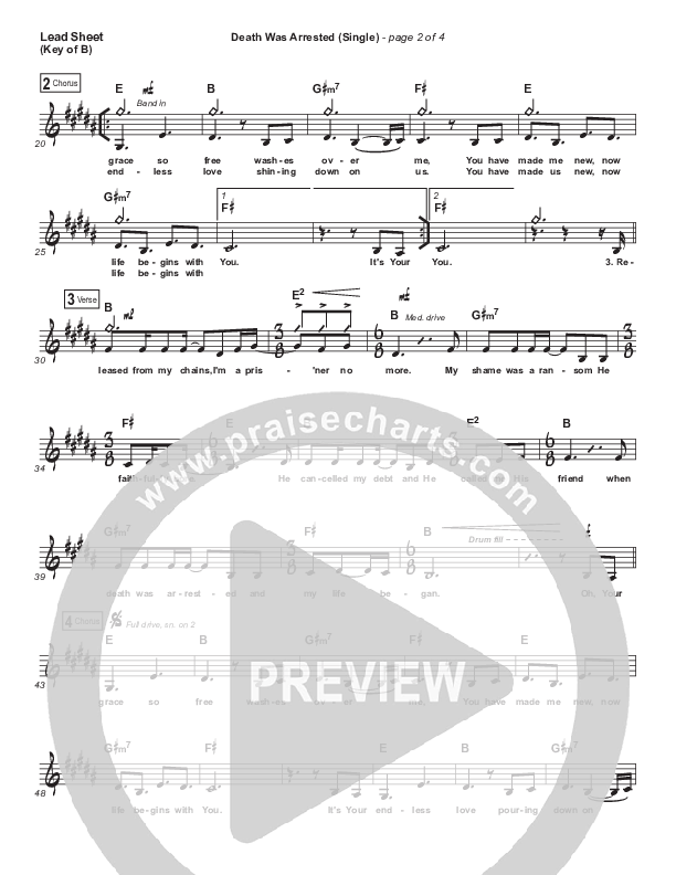 Death Was Arrested Lead Sheet (Melody) (North Point Worship / Seth Condrey)