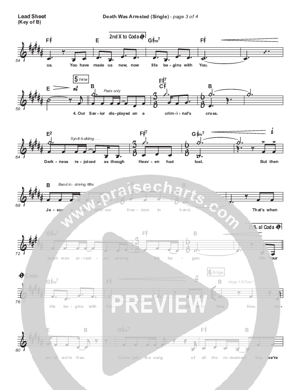 Death Was Arrested Lead Sheet (Melody) (North Point Worship / Seth Condrey)