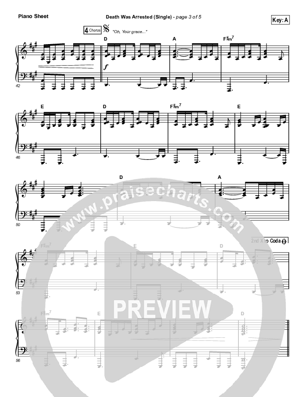 Death Was Arrested Piano Sheet (North Point Worship / Seth Condrey)