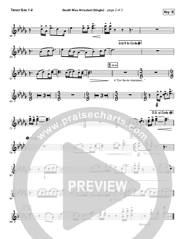 Death Was Arrested Tenor Sax 1/2 (North Point Worship / Seth Condrey)