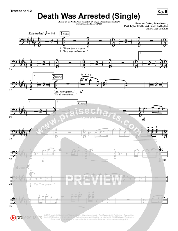 Death Was Arrested Trombone 1/2 (North Point Worship / Seth Condrey)