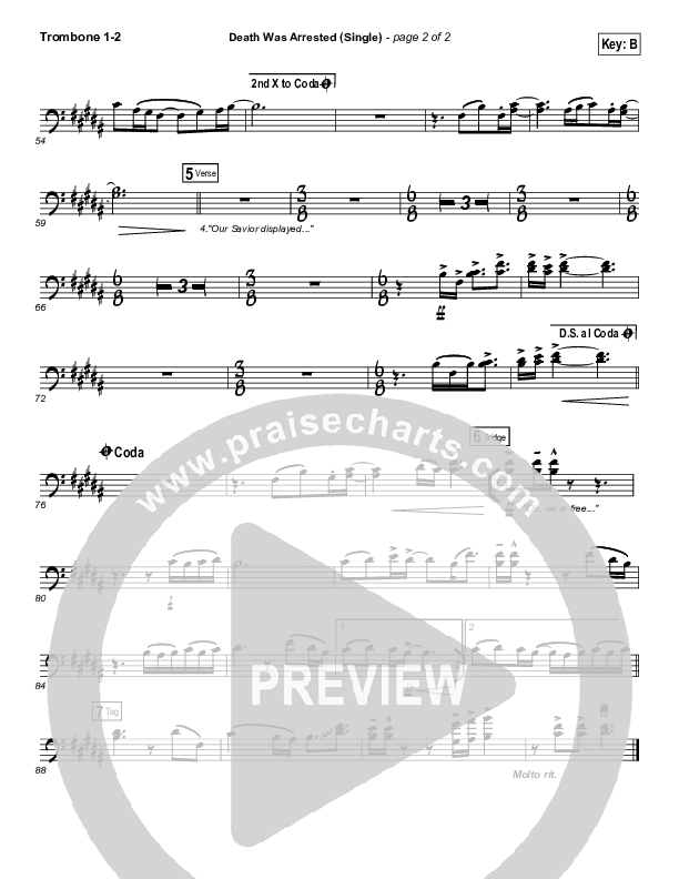 Death Was Arrested Trombone 1/2 (North Point Worship / Seth Condrey)