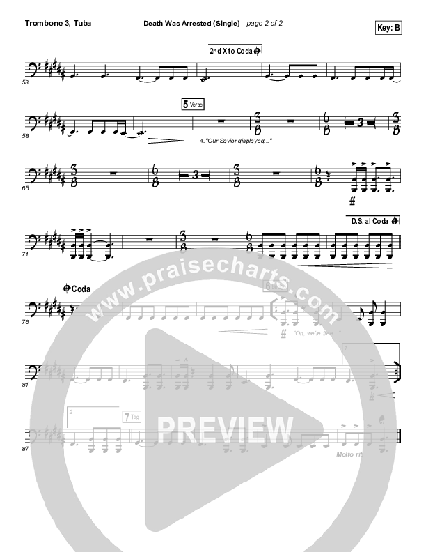 Death Was Arrested Trombone 3/Tuba (North Point Worship / Seth Condrey)