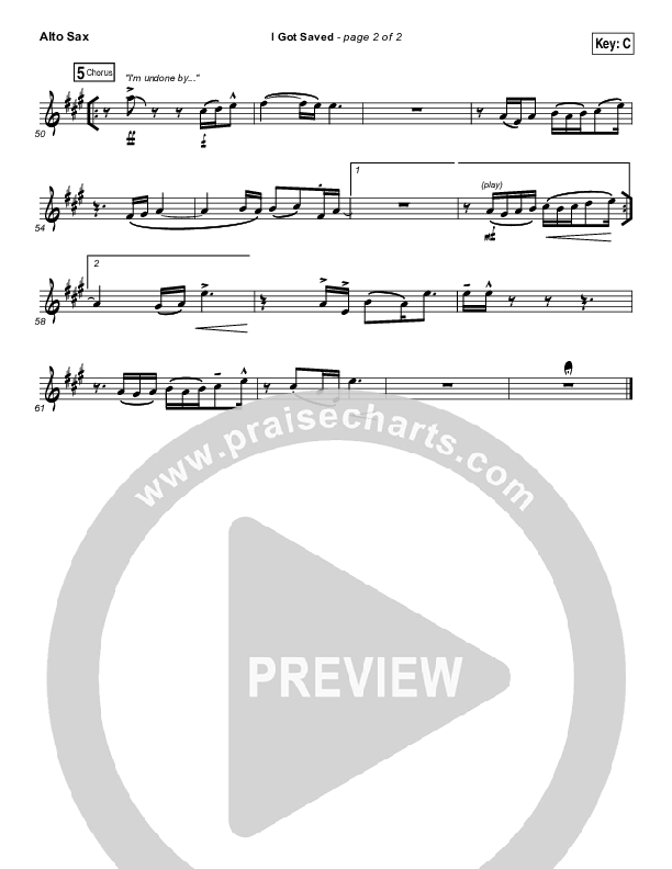 I Got Saved Alto Sax (Selah)