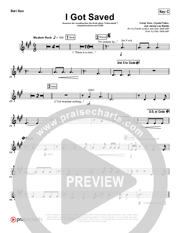 I Got Saved Bari Sax (Selah)