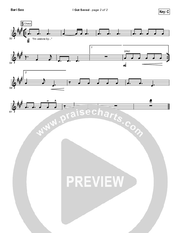 I Got Saved Bari Sax (Selah)