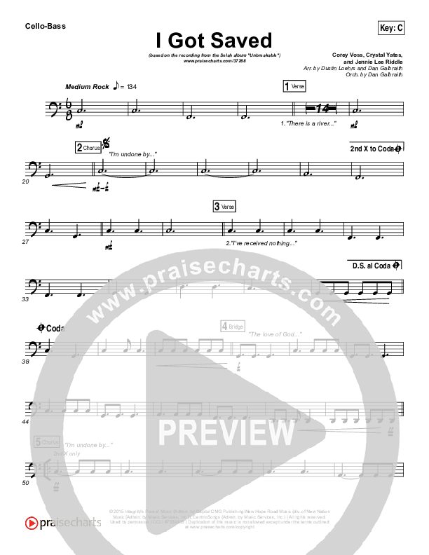 I Got Saved Cello/Bass (Selah)