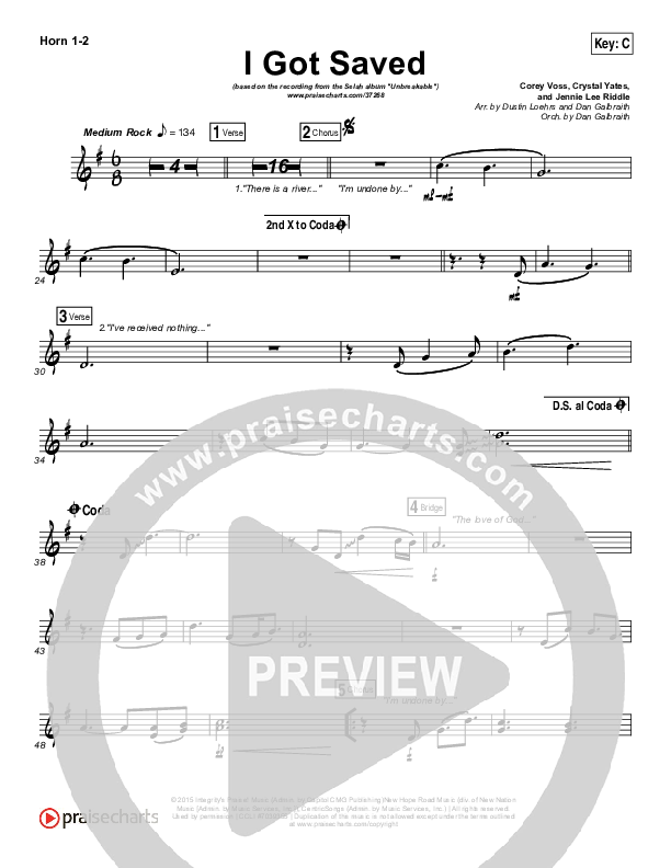 I Got Saved French Horn 1/2 (Selah)