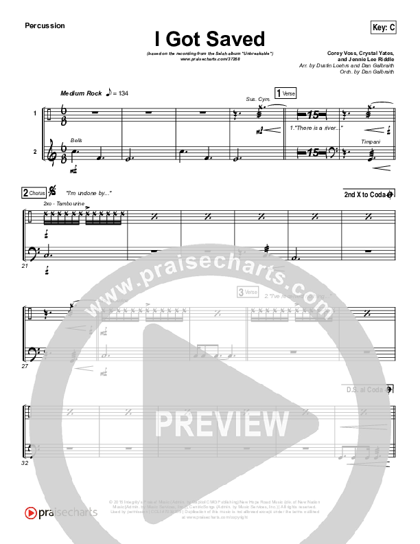 I Got Saved Percussion (Selah)