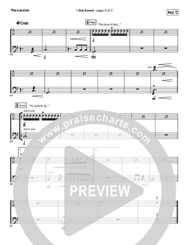 I Got Saved Percussion (Selah)