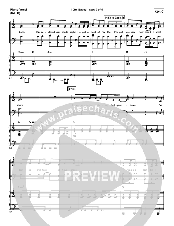 I Got Saved Piano/Vocal (SATB) (Selah)