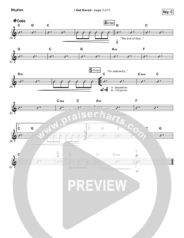 I Got Saved Rhythm Chart (Selah)