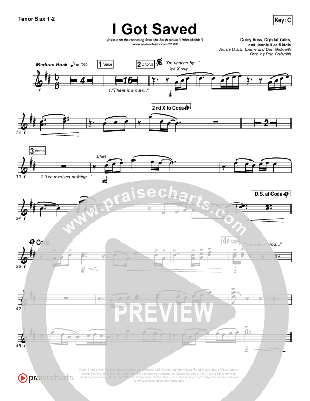 I Got Saved Tenor Sax 1/2 (Selah)