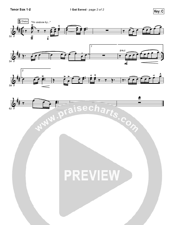 I Got Saved Tenor Sax 1/2 (Selah)