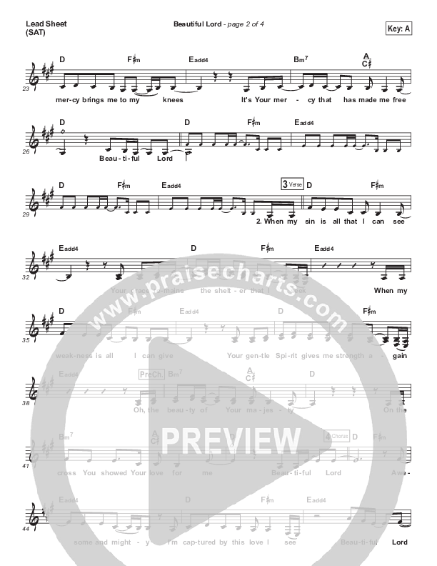 Beautiful Lord Lead Sheet (SAT) (Adie)