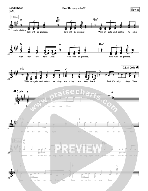 Ever Be Lead Sheet (SAT) (Aaron Shust)