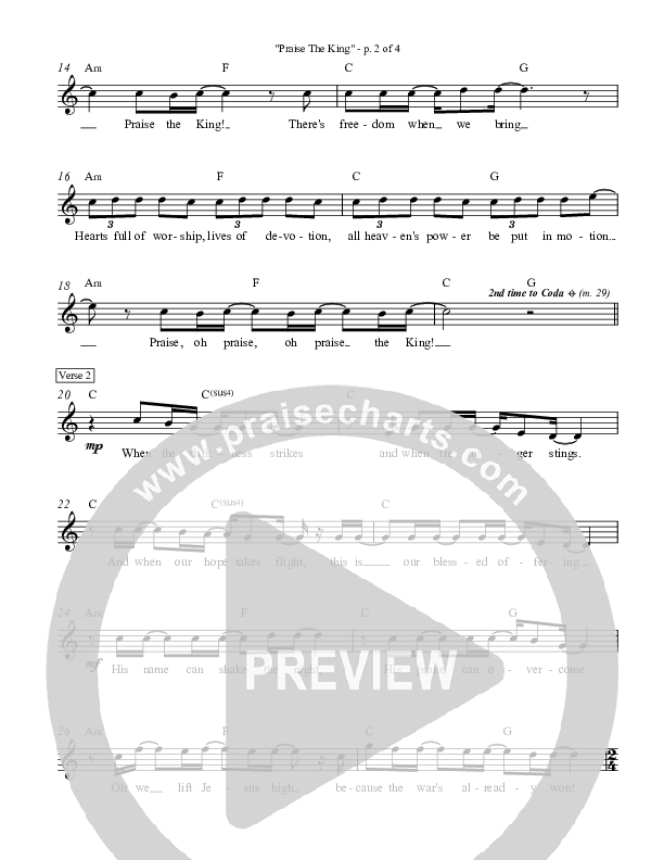 Praise The King Lead Sheet (Daniel Doss)