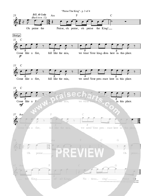 Praise The King Lead Sheet (Daniel Doss)