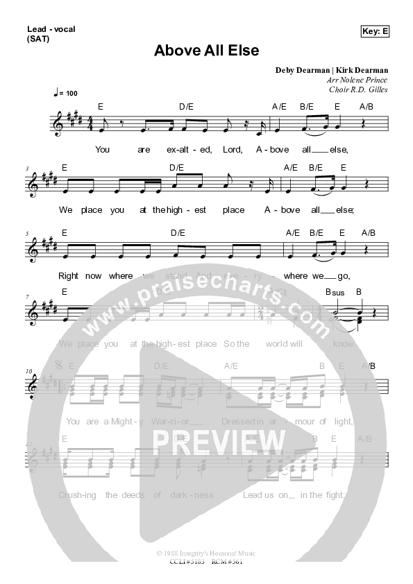 Above All Else Lead (SAT) (Dennis Prince / Nolene Prince)