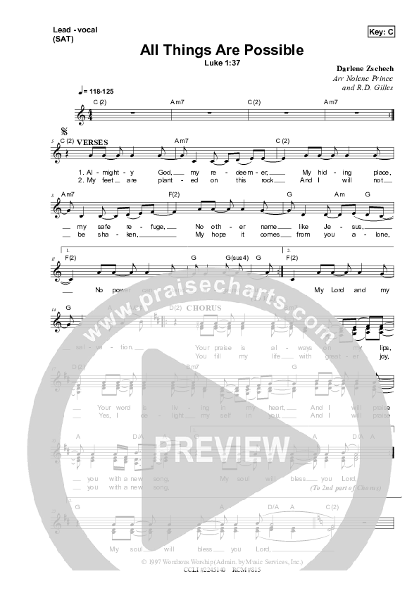 All Things Are Possible Lead Sheet (SAT) (Dennis Prince / Nolene Prince)