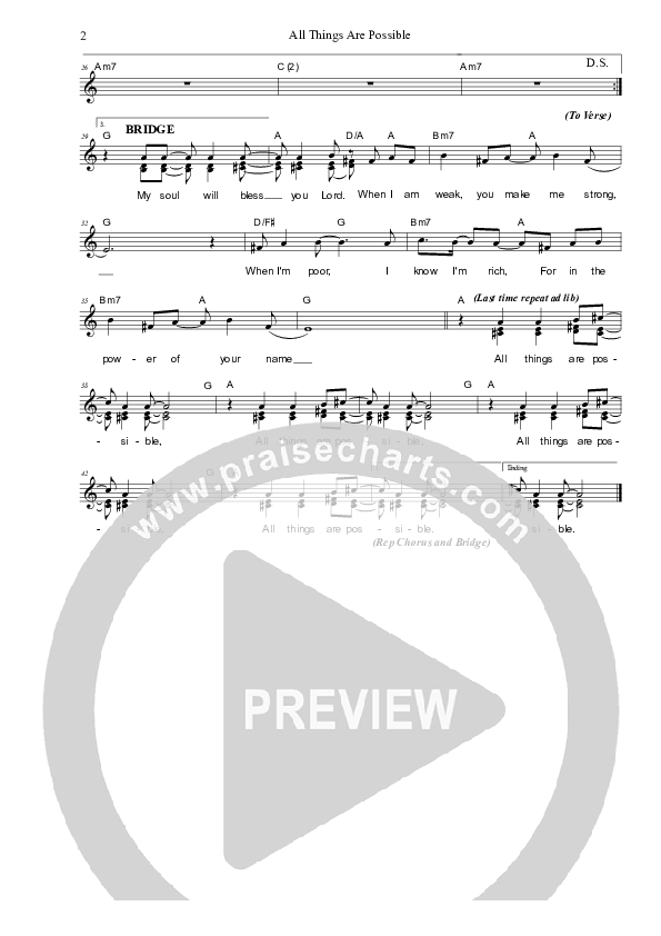 All Things Are Possible Lead Sheet (SAT) (Dennis Prince / Nolene Prince)