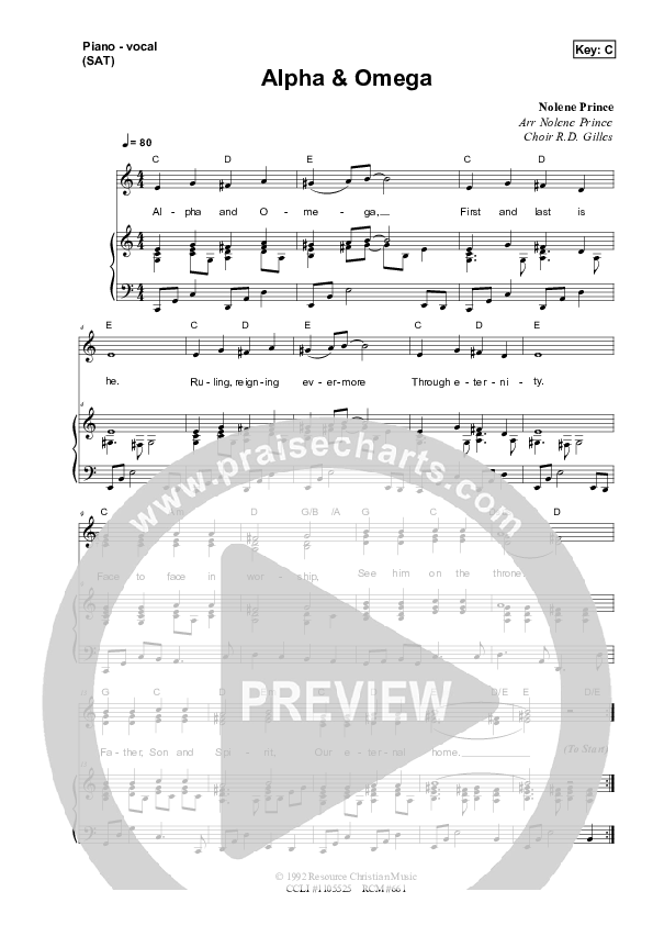 Alpha And Omega Piano/Vocal & Lead (Dennis Prince / Nolene Prince)