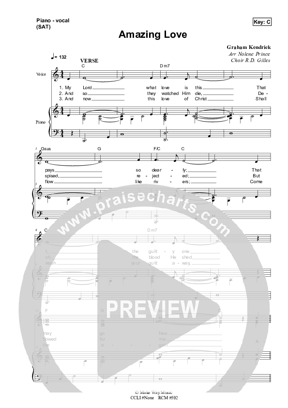 Amazing Love Piano/Vocal (SAT) (Dennis Prince / Nolene Prince)