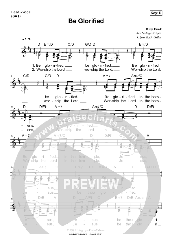 Be Glorified Piano/Vocal & Lead (Dennis Prince / Nolene Prince)