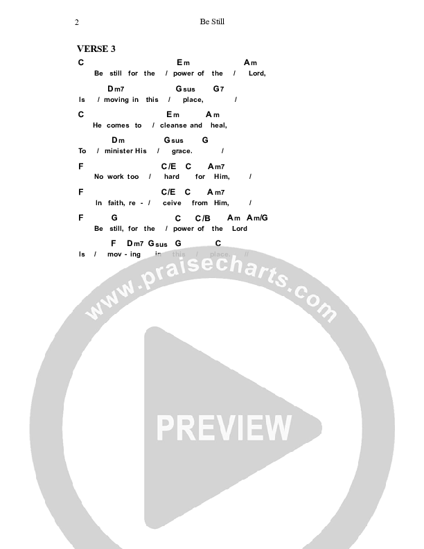 Be Still Chord Chart (Dennis Prince / Nolene Prince)