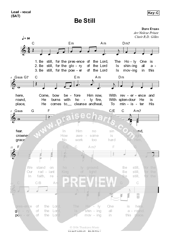 Be Still Lead Sheet (SAT) (Dennis Prince / Nolene Prince)