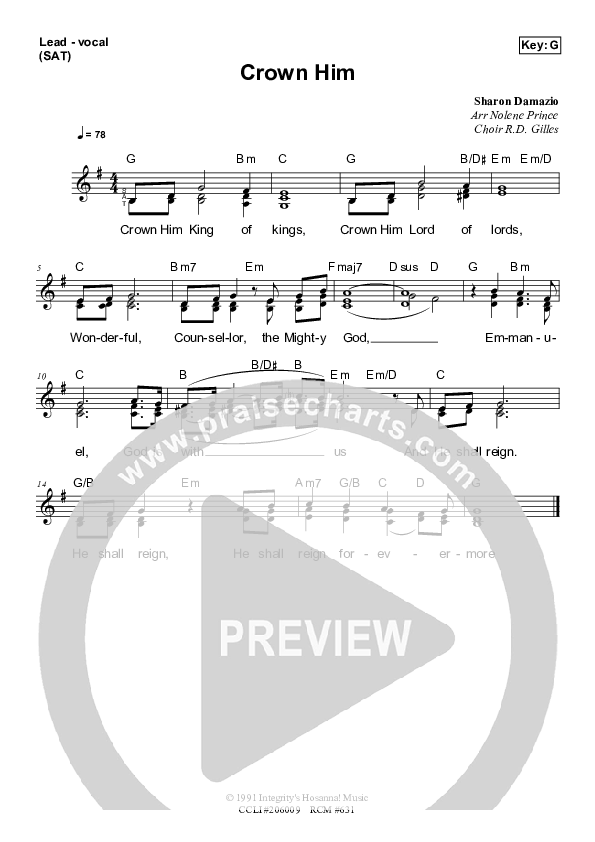 Crown Him Piano/Vocal & Lead (Dennis Prince / Nolene Prince)
