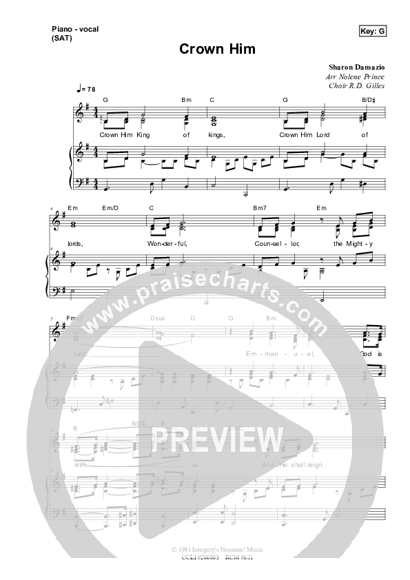 Crown Him Piano/Vocal & Lead (Dennis Prince / Nolene Prince)