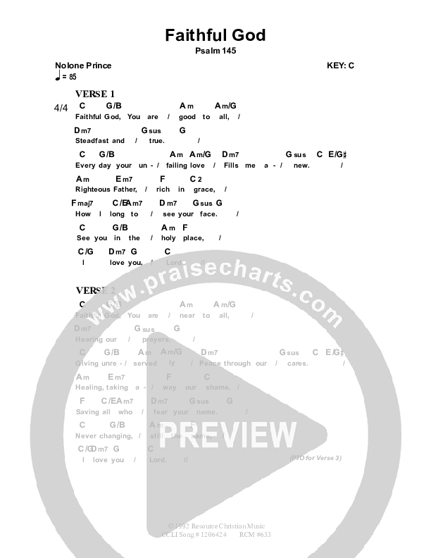 Faithful God Chord Chart (Dennis Prince / Nolene Prince)