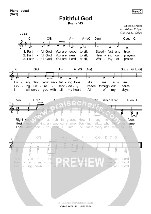 Faithful God Piano/Vocal & Lead (Dennis Prince / Nolene Prince)