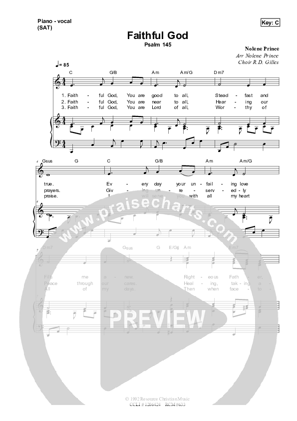 Faithful God Piano/Vocal & Lead (Dennis Prince / Nolene Prince)