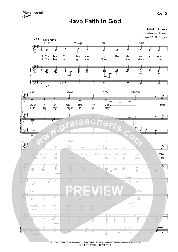 Have Faith In God Piano/Vocal (SAT) (Dennis Prince / Nolene Prince)