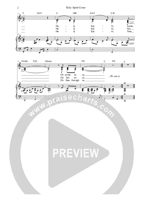 Holy Spirit Come Piano/Vocal & Lead (Dennis Prince / Nolene Prince)