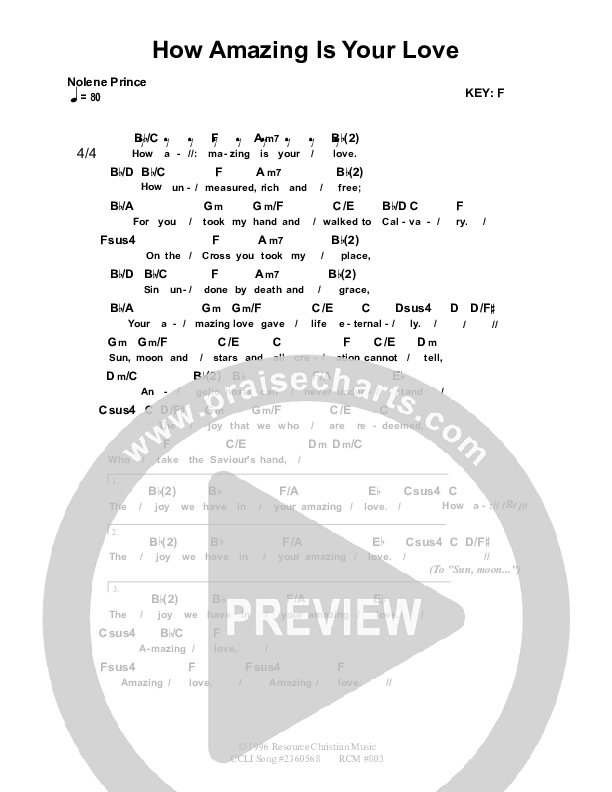 How Amazing Is Your Love Chord Chart (Dennis Prince / Nolene Prince)