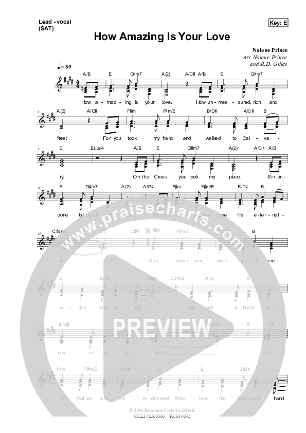 How Amazing Is Your Love Lead Sheet (SAT) (Dennis Prince / Nolene Prince)