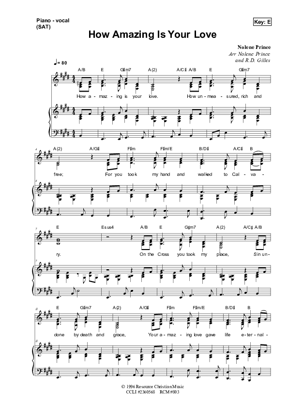 How Amazing Is Your Love Piano/Vocal & Lead (Dennis Prince / Nolene Prince)