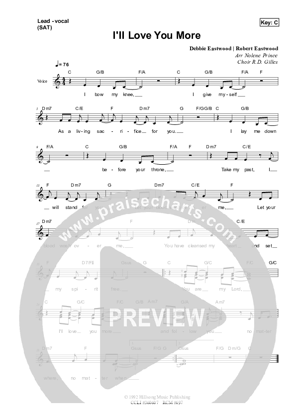 I'll Love You More Lead Sheet (SAT) (Dennis Prince / Nolene Prince)