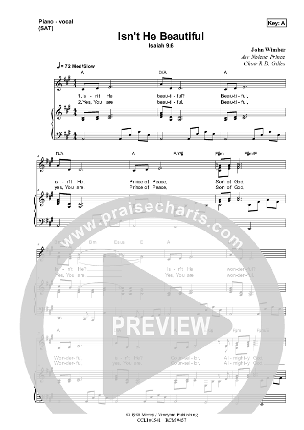 Isn't He Piano/Vocal (SAT) (Dennis Prince / Nolene Prince)