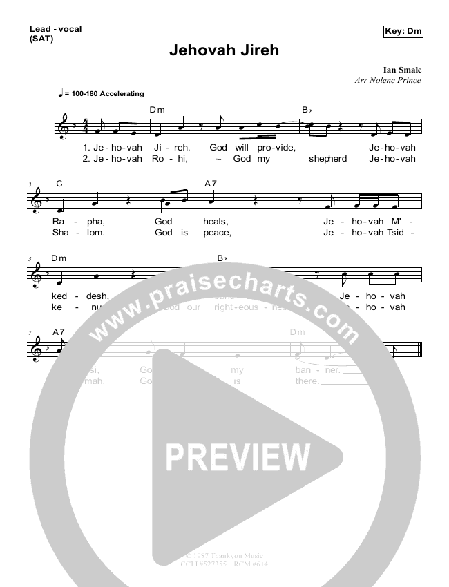 Jehovah Jireh Sheet Music PDF (Dennis Prince / Nolene Prince