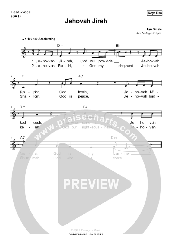 Jehovah Jireh Piano/Vocal & Lead (Dennis Prince / Nolene Prince)