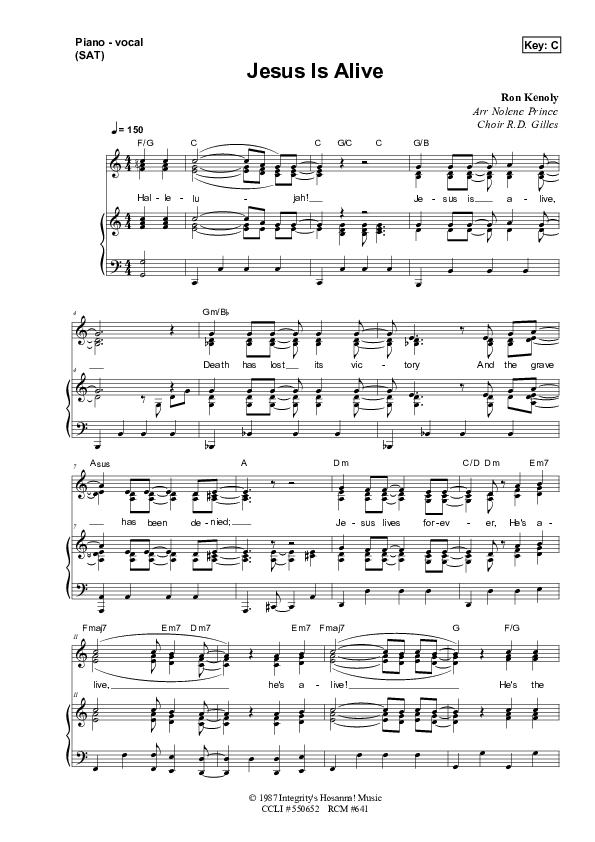 Jesus Is Alive Piano/Vocal & Lead (Dennis Prince / Nolene Prince)