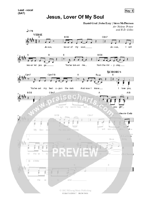 Jesus Lover Of My Soul Lead Sheet (SAT) (Dennis Prince / Nolene Prince)