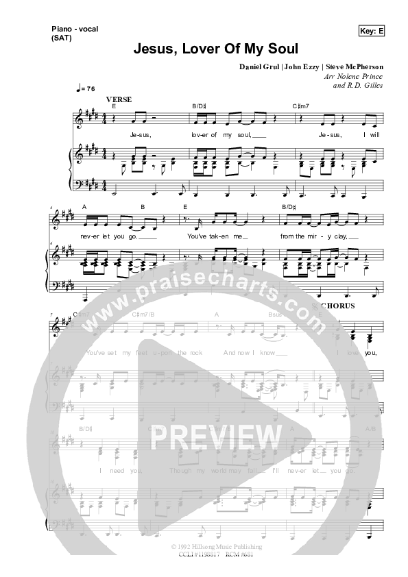 Jesus Lover Of My Soul Piano/Vocal (SAT) (Dennis Prince / Nolene Prince)