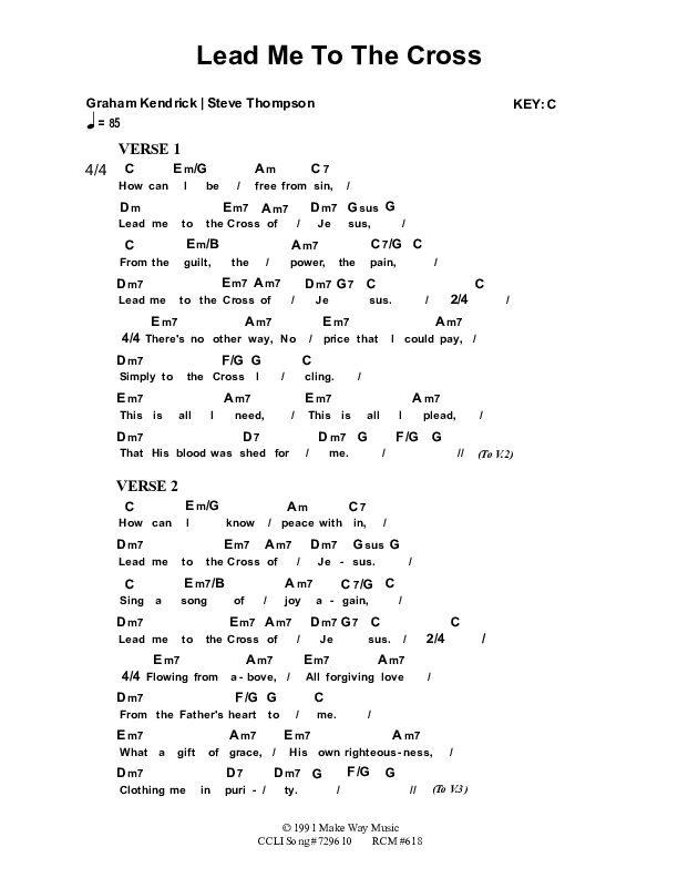 Lead Me To The Cross Chord Chart (Dennis Prince / Nolene Prince)