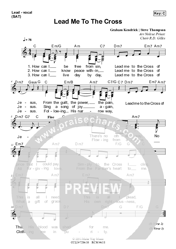 Lead Me To The Cross Piano/Vocal & Lead (Dennis Prince / Nolene Prince)